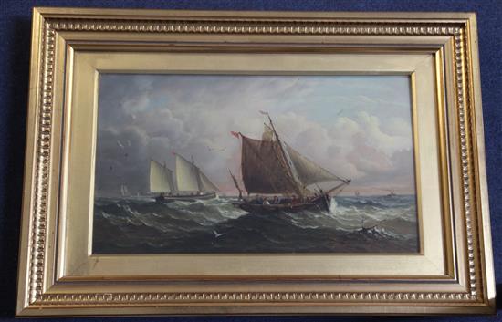 John Moore of Ipswich (1820-1902) Fishing boats off the coast 8.5 x 14.5in.